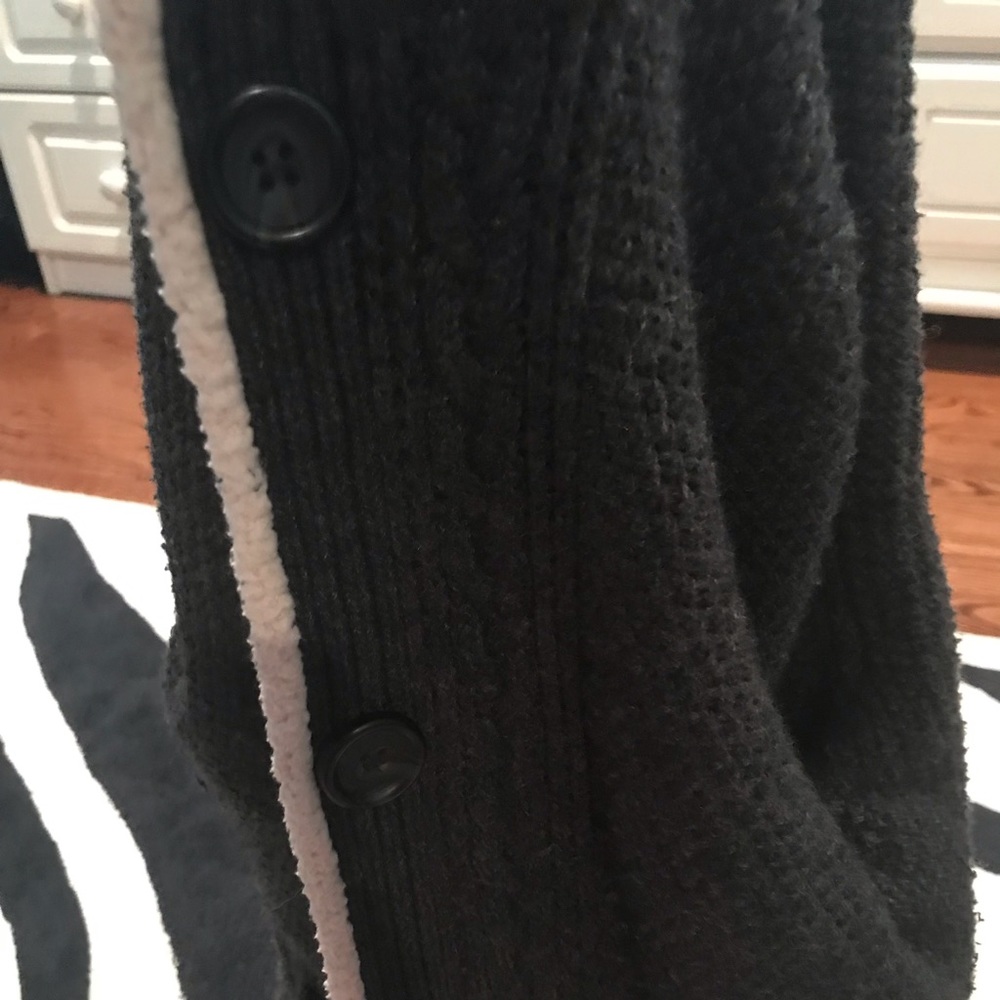 Long Gray Wool/Knitted Sweater with Pockets